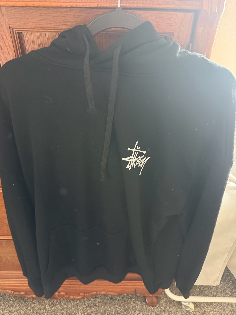 Stussy Logo Pull Over Hoodie Black